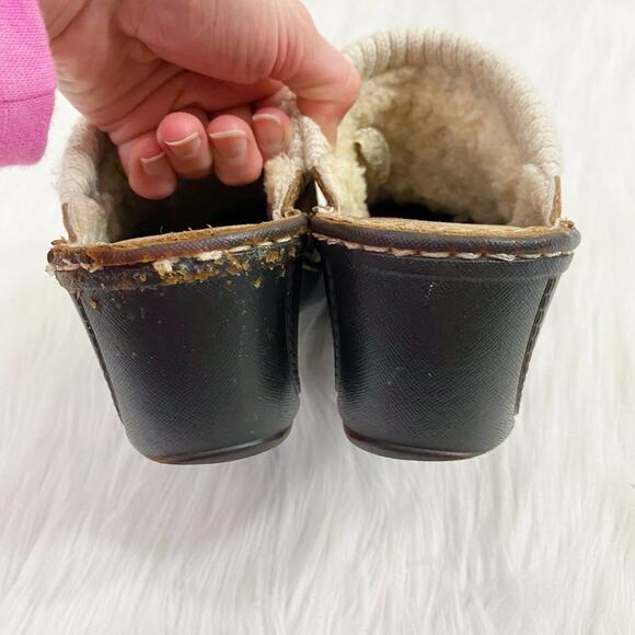 Ugg Chestnut Brown Suede Wedge Heel Clogs Shearling Lining Women's Size 7 EUC - Picture 4 of 10